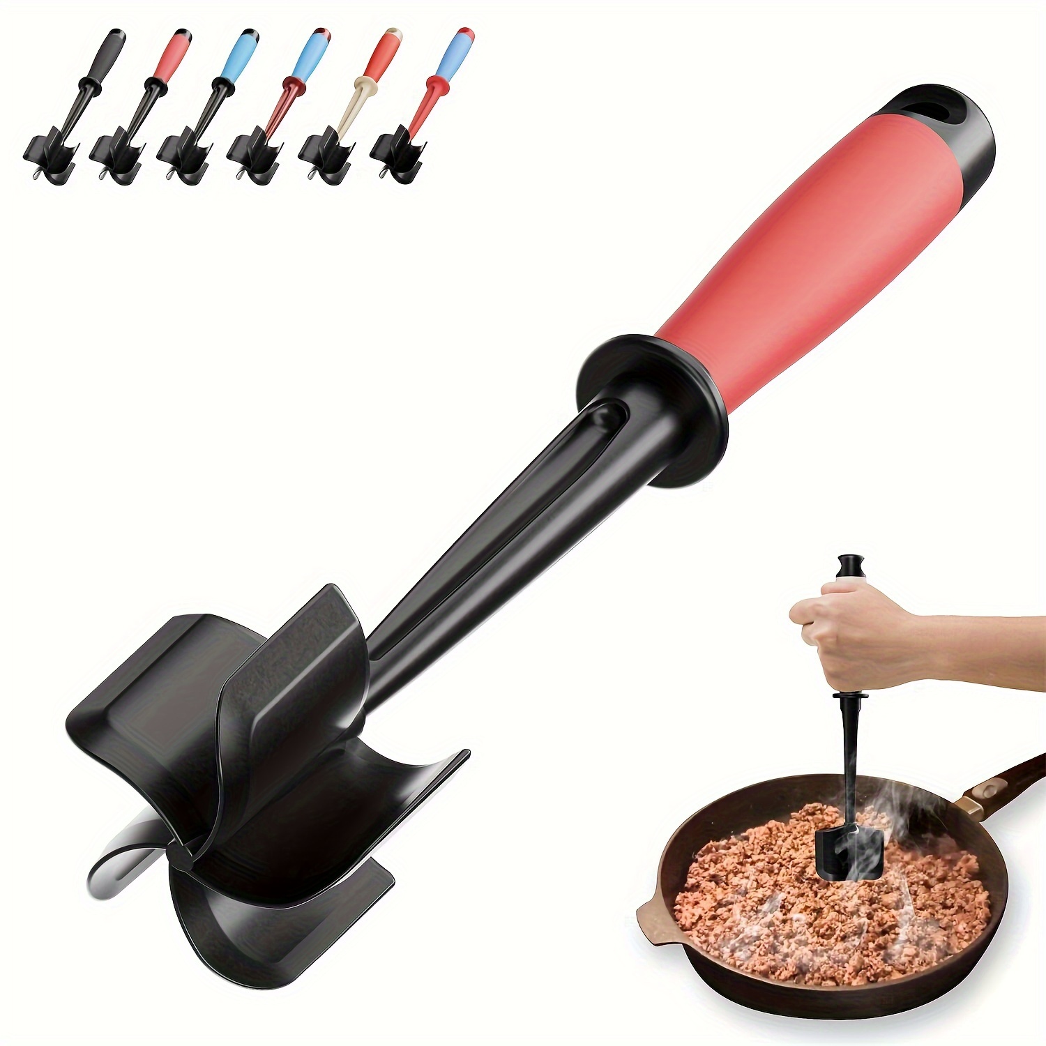 1pc Aberzey Nylon Meat Chopper - Heat Resistant Hamburger Meat With 5 Curved Blades, Ground Beef Smasher, Manual Meat Spatula For Mixing And Chopping, Kitchen Tool Without Electricity
1pc Aberzey Nylon Meat Chopper - Heat Resistant Hamburger Meat With 5 Curved Blades, Ground Beef Smasher, Manual Meat Spatula For Mixing And Chopping, Kitchen Tool Without Electricity
