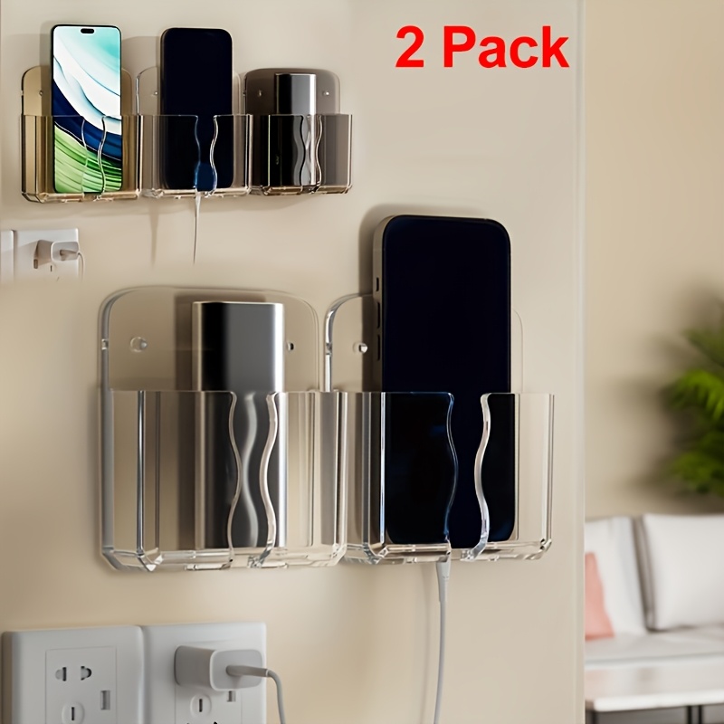 2-pack Adhesive Wall-mounted Phone Charging Holder, Abs Material, No-drill Universal Remote Control Base, Charging Bracket For Shower And Home Storage
2-pack Adhesive Wall-mounted Phone Charging Holder, Abs Material, No-drill Universal Remote Control Base, Charging Bracket For Shower And Home Storage