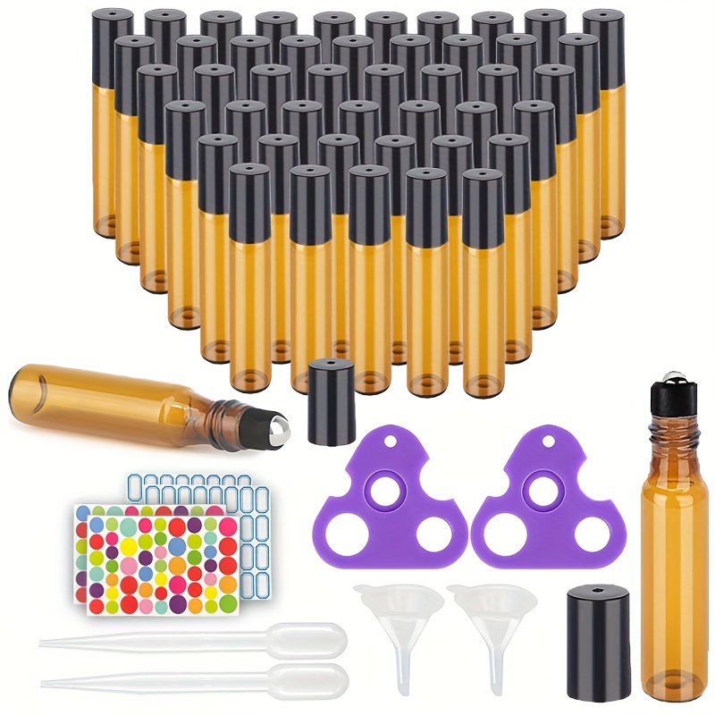 Pack Portable Mini Refillable Perfume Roller Bottles 5ml/10ml Amber Scented Vials, Glass, Plastic, Metal Round Shape, Hand Wash Only, Unscented - Travel Size Essential Oil Containers
Pack Portable Mini Refillable Perfume Roller Bottles 5ml/10ml Amber Scented Vials, Glass, Plastic, Metal Round Shape, Hand Wash Only, Unscented - Travel Size Essential Oil Containers