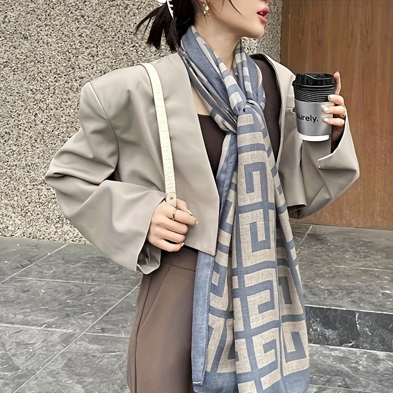 Elegant Geometric Print Scarf - Soft And Breathable Cotton Linen For Women - Warm, Windproof, And Sun Protection - Suitable For Casual
Elegant Geometric Print Scarf - Soft And Breathable Cotton Linen For Women - Warm, Windproof, And Sun Protection - Suitable For Casual