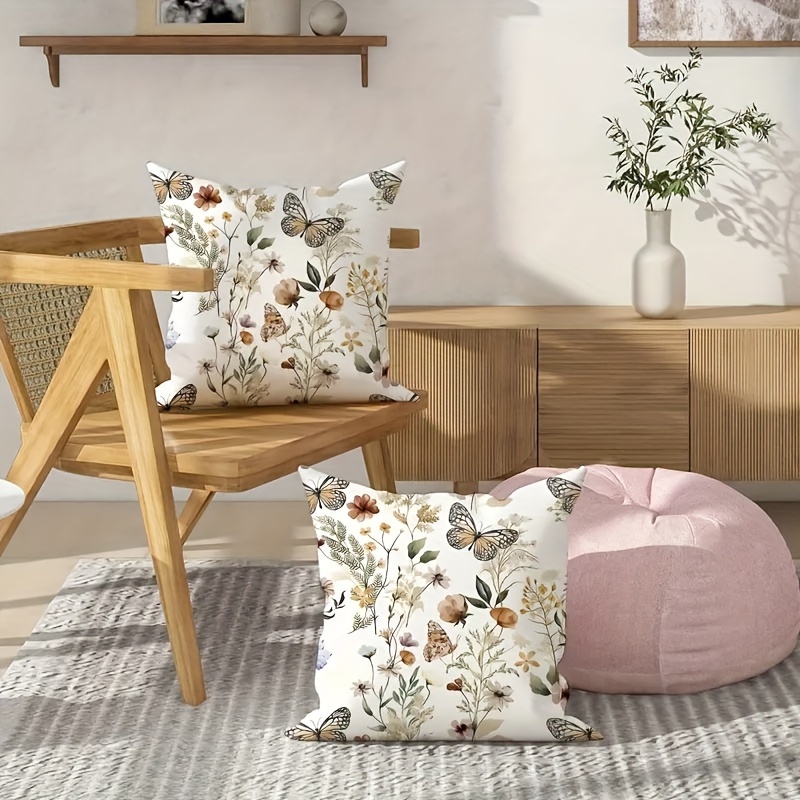 2pcs Spring Floral And Butterfly Print Pillow Covers, 18x18 Inch, Contemporary Style Cushion Case For Sofa, Bed, Car, Living Room Home Decor, Room Decor, Insert Not Included
2pcs Spring Floral And Butterfly Print Pillow Covers, 18x18 Inch, Contemporary Style Cushion Case For Sofa, Bed, Car, Living Room Home Decor, Room Decor, Insert Not Included
