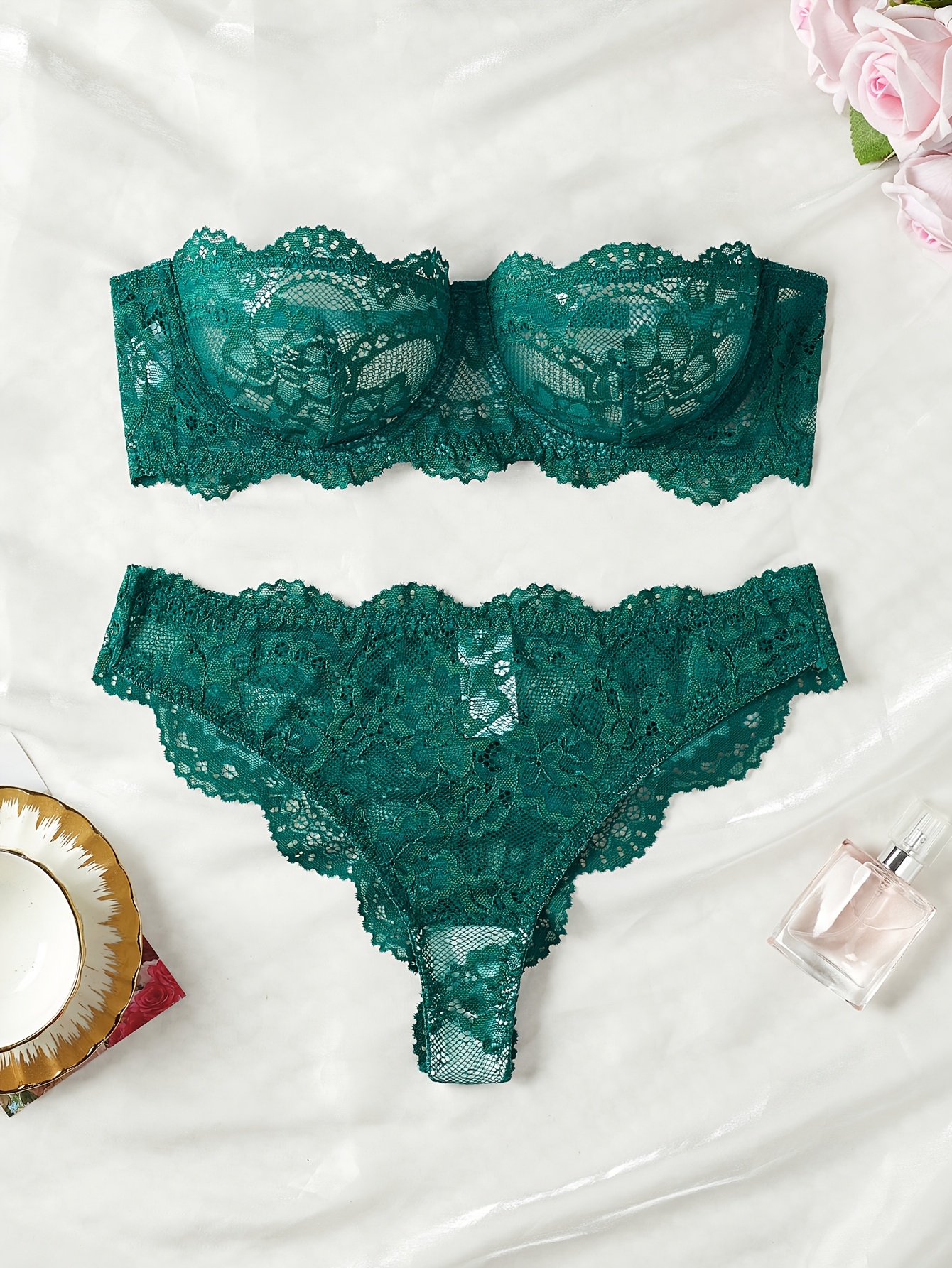32540d87 89b8 48a2 9809 ee5e348c83ba Women'S Lace Sheer Bralette And Panties Set, Underwire Push-Up Design with Sexy Hollow-Out Patterns, Detachable And Adjustable Straps for Two Ways of Wearing, Suitable for Daily Layering Or Vacation Outfits, 2pcs Set