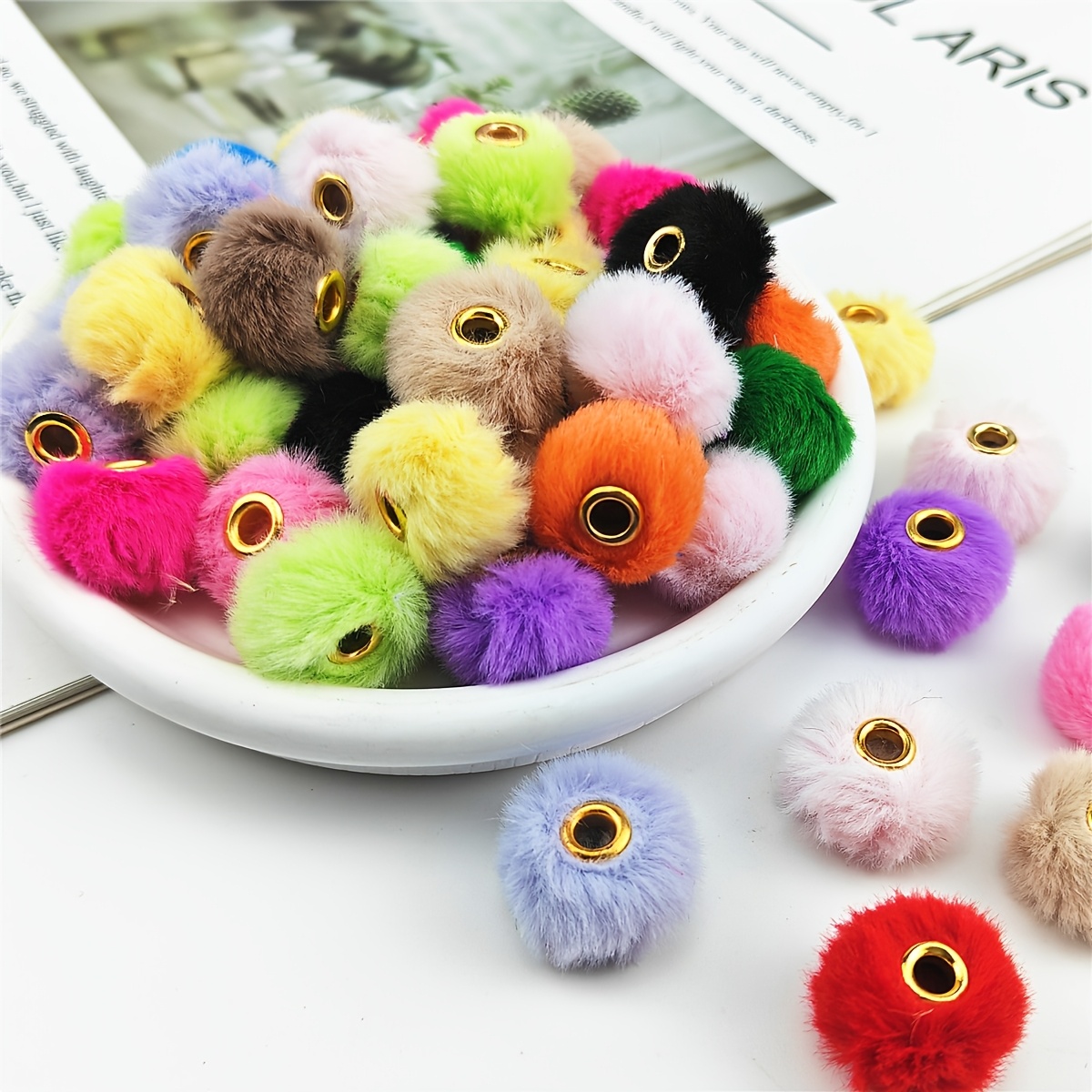 20pcs Fluffy Fur Pom Poms, Polyester Fabric Wrapped Beads For Making, Keychains, Bracelets, Necklaces, And Lanyards Craft Accessories
20pcs Fluffy Fur Pom Poms, Polyester Fabric Wrapped Beads For Making, Keychains, Bracelets, Necklaces, And Lanyards Craft Accessories