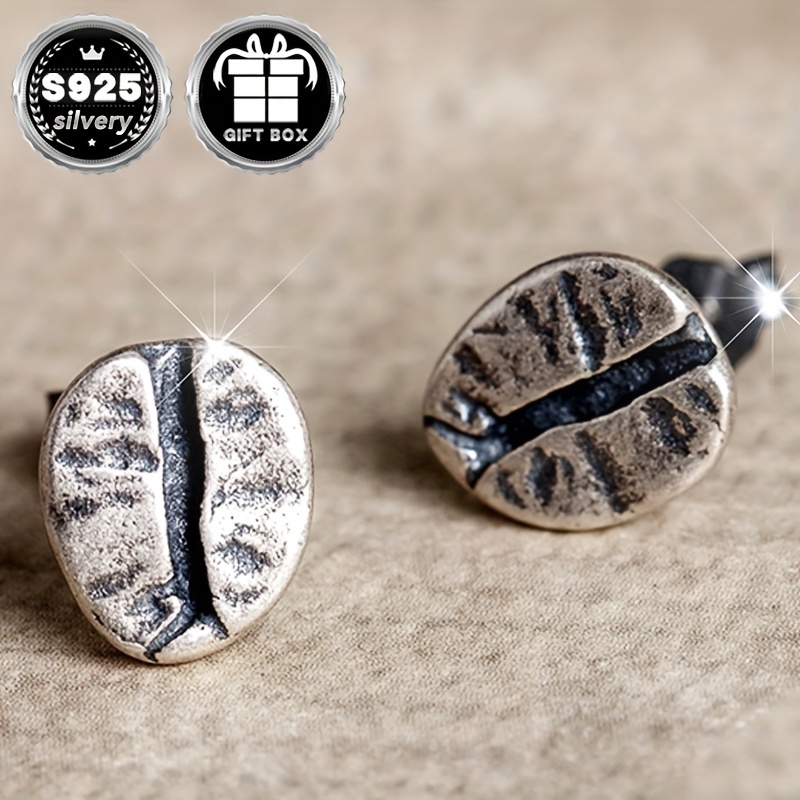 2pc925 Pure Silvery, Silvery Weight About 1.6g, Creative Coffee Bean Earrings, Retro Gothic Punk Style Halloween Party Earrings, Exquisite Holiday Gift
2pc925 Pure Silvery, Silvery Weight About 1.6g, Creative Coffee Bean Earrings, Retro Gothic Punk Style Halloween Party Earrings, Exquisite Holiday Gift
