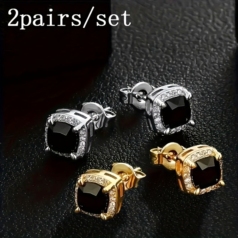 2 Pairs/set Black Square Zirconia Mini Earrings For Men And Women Fashion Hip Hop Style Jewelry Gift
2 Pairs/set Black Square Zirconia Mini Earrings For Men And Women Fashion Hip Hop Style Jewelry Gift