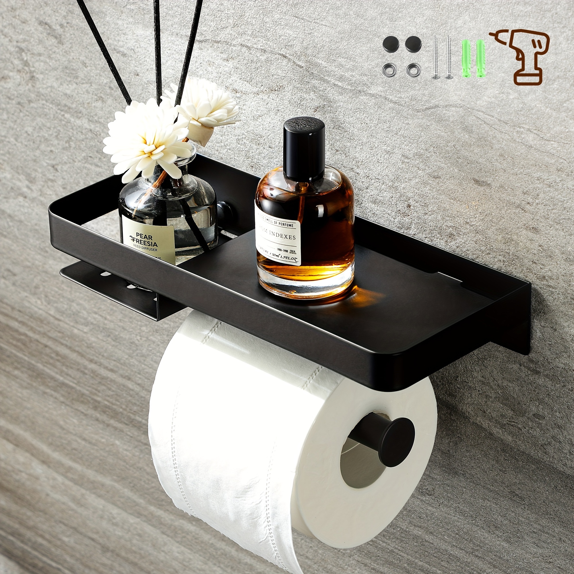 1pc Wall-mounted Toilet Paper Holder, Toilet Paper Roll Holder With Storage Rack, Suitable For Bath Room Wet Towel Storage, Toilet Paper Roll Holder
1pc Wall-mounted Toilet Paper Holder, Toilet Paper Roll Holder With Storage Rack, Suitable For Bath Room Wet Towel Storage, Toilet Paper Roll Holder