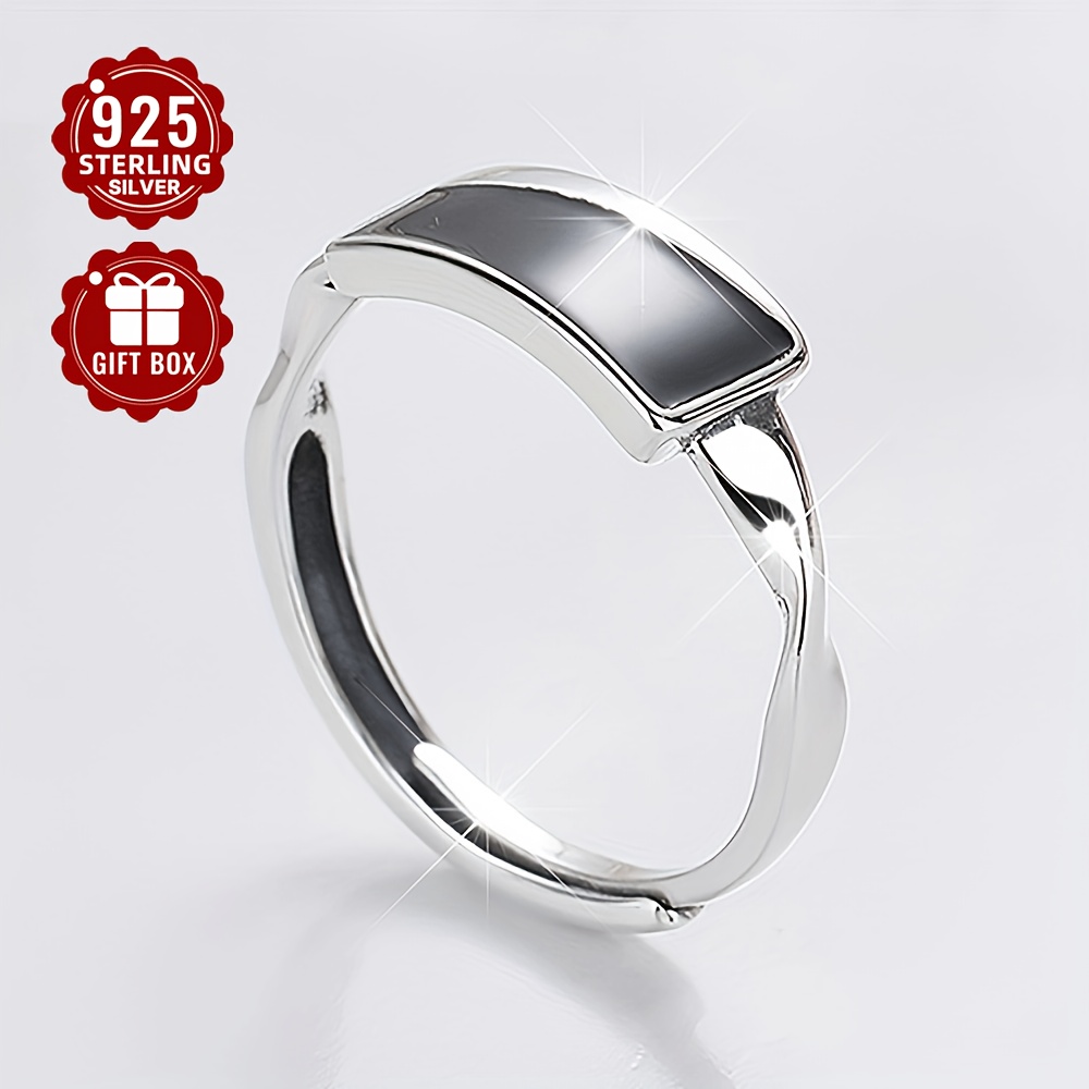 1pc Vintage 925 Sterling Silver For Women, Geometric Square Design With Black Enamel, For Daily And Party Wear
1pc Vintage 925 Sterling Silver For Women, Geometric Square Design With Black Enamel, For Daily And Party Wear