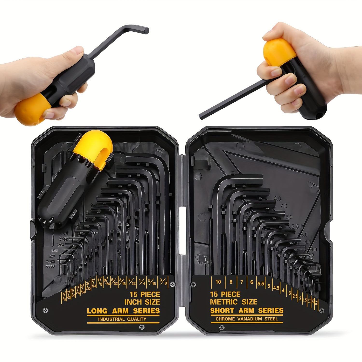 31pcs Hex Key Set - Allen Wrench Set, Sae And Metric Allen Keys Mm(0.028"-3/8) Heat Treated, Torque Wrench, High , Long And Short Keys, Easy To Organize
31pcs Hex Key Set - Allen Wrench Set, Sae And Metric Allen Keys Mm(0.028"-3/8) Heat Treated, Torque Wrench, High , Long And Short Keys, Easy To Organize