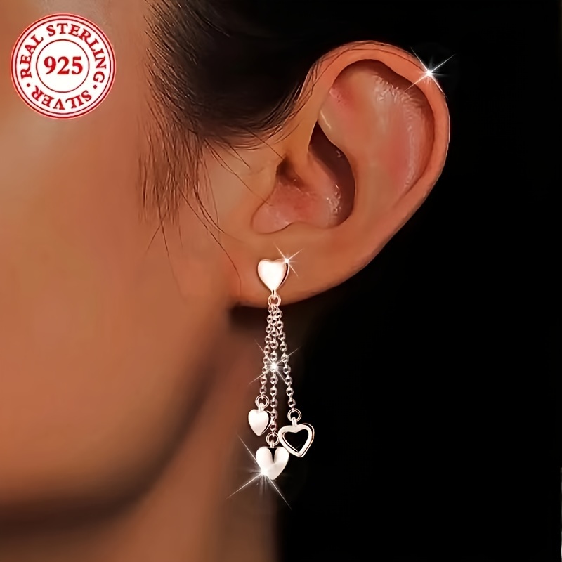 Elegant Long Chain Pendant Style Earrings With 925 Sterling Silver Tassel Heart Pendant, Luxurious And Fashionable For Ladies, 6.3g/0.222oz
Elegant Long Chain Pendant Style Earrings With 925 Sterling Silver Tassel Heart Pendant, Luxurious And Fashionable For Ladies, 6.3g/0.222oz