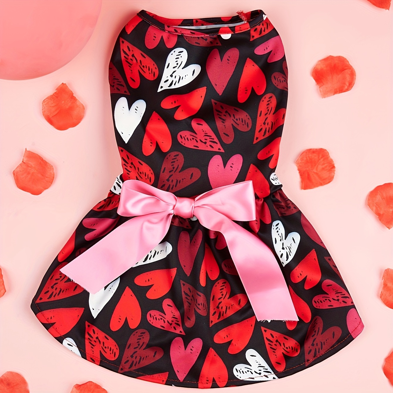 Festive Valentine's Day Heart Print Dress For Small To Extra Small Dogs - Machine Washable, Knit Fabric, Polyester Cover
Festive Valentine's Day Heart Print Dress For Small To Extra Small Dogs - Machine Washable, Knit Fabric, Polyester Cover