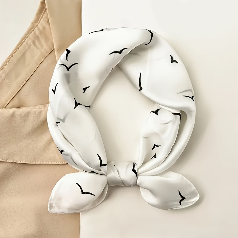 27.5" Seagull Print Square Scarf Simulated Silk Thin Smooth Neck Scarf Elegant Style Sunscreen Headscarf For Women
27.5" Seagull Print Square Scarf Simulated Silk Thin Smooth Neck Scarf Elegant Style Sunscreen Headscarf For Women