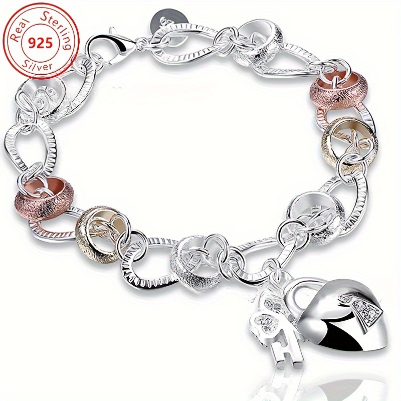 Vigg Vintage Boho Style 925 Sterling Silver Heart & Key Bracelet With Synthetic Zirconia - Elegant Fashion Jewelry For Women, & Gifting
Vigg Vintage Boho Style 925 Sterling Silver Heart & Key Bracelet With Synthetic Zirconia - Elegant Fashion Jewelry For Women, & Gifting