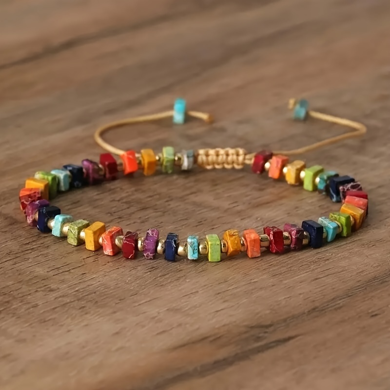 1pc Boho Styles Colorful Natural Stone Beads Beaded Rope Bracelet Minimalist Adjustable Hand Rope For Women
1pc Boho Styles Colorful Natural Stone Beads Beaded Rope Bracelet Minimalist Adjustable Hand Rope For Women