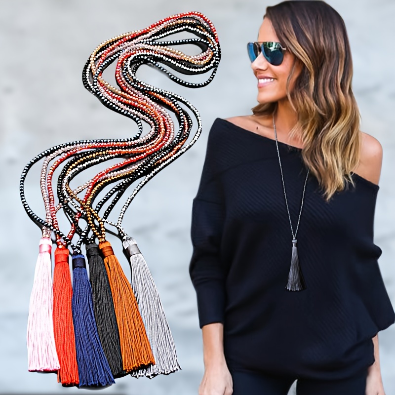 Bohemian Tassel Pendant Long Necklace Long Beaded Necklace Summer Vacation Vintage Accessories
Bohemian Tassel Pendant Long Necklace Long Beaded Necklace Summer Vacation Vintage Accessories