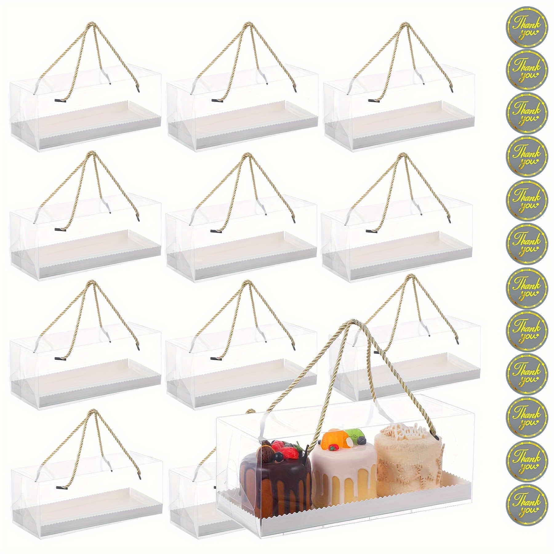 12-pack Clear Plastic Bakery Boxes With Handles - Reusable Pet Rectangle Take-out Containers For Cakes, Cupcakes, Cookies, Bread, Pastries - Latch Closure Pastry Gift Boxes For Macarons, Cake Rolls
12-pack Clear Plastic Bakery Boxes With Handles - Reusable Pet Rectangle Take-out Containers For Cakes, Cupcakes, Cookies, Bread, Pastries - Latch Closure Pastry Gift Boxes For Macarons, Cake Rolls