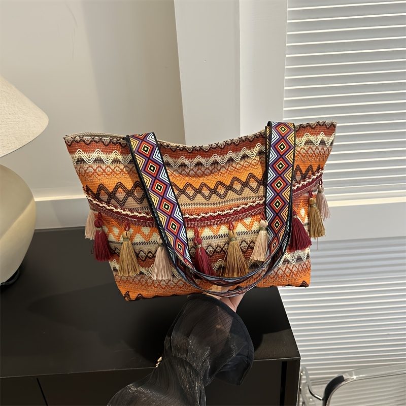 1pc Bohemian Style Large Capacity Tote Bag For Women, Fabric Shoulder Bag With Zipper Closure, Handbag For Travel, Casual Accessory With Wallet, No Paint - Red, , Blue
1pc Bohemian Style Large Capacity Tote Bag For Women, Fabric Shoulder Bag With Zipper Closure, Handbag For Travel, Casual Accessory With Wallet, No Paint - Red, , Blue
