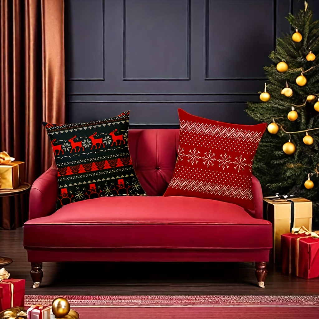 2-pack Vintage Christmas Theme Linen Throw Pillow Covers, 18x18 Inch Decorative Cushion Cases With Zipper Closure, Machine Washable, For Home, Office, And Car Decor - Without Inserts
2-pack Vintage Christmas Theme Linen Throw Pillow Covers, 18x18 Inch Decorative Cushion Cases With Zipper Closure, Machine Washable, For Home, Office, And Car Decor - Without Inserts