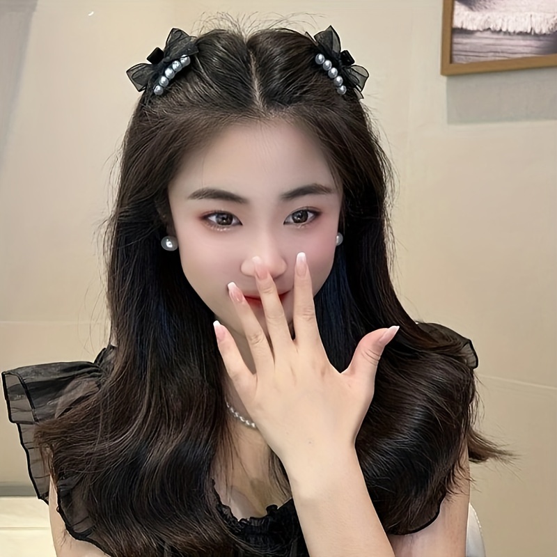 2pcs Double-sided Bow Hair Clips - Elegant And Minimalist Design With Butterfly Shape And Pearl Embellishments - Suitable For Ages 14 And Up
2pcs Double-sided Bow Hair Clips - Elegant And Minimalist Design With Butterfly Shape And Pearl Embellishments - Suitable For Ages 14 And Up