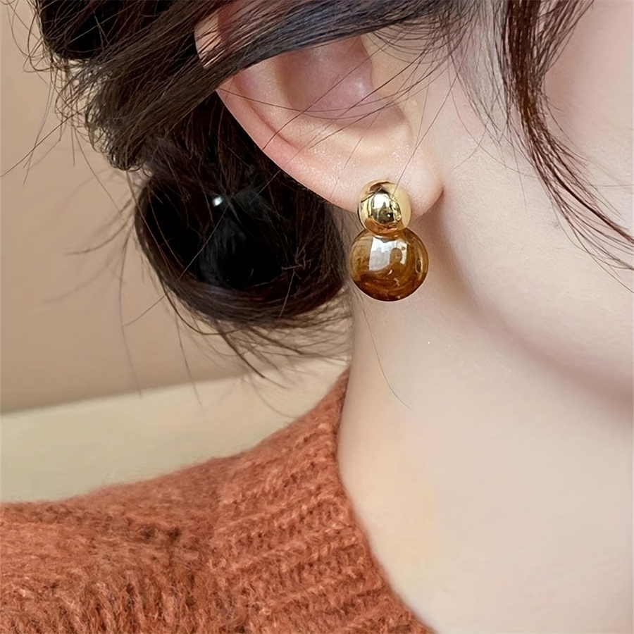 Boho Style 14k Golden Plated Copper Geometric Drop & Dangle Earrings For Women - Fashion Round Resin Textured Earrings, Stainless Steel Ear Needle, No Mosaic Material, Suitable For Party Occasions,
Boho Style 14k Golden Plated Copper Geometric Drop & Dangle Earrings For Women - Fashion Round Resin Textured Earrings, Stainless Steel Ear Needle, No Mosaic Material, Suitable For Party Occasions,
