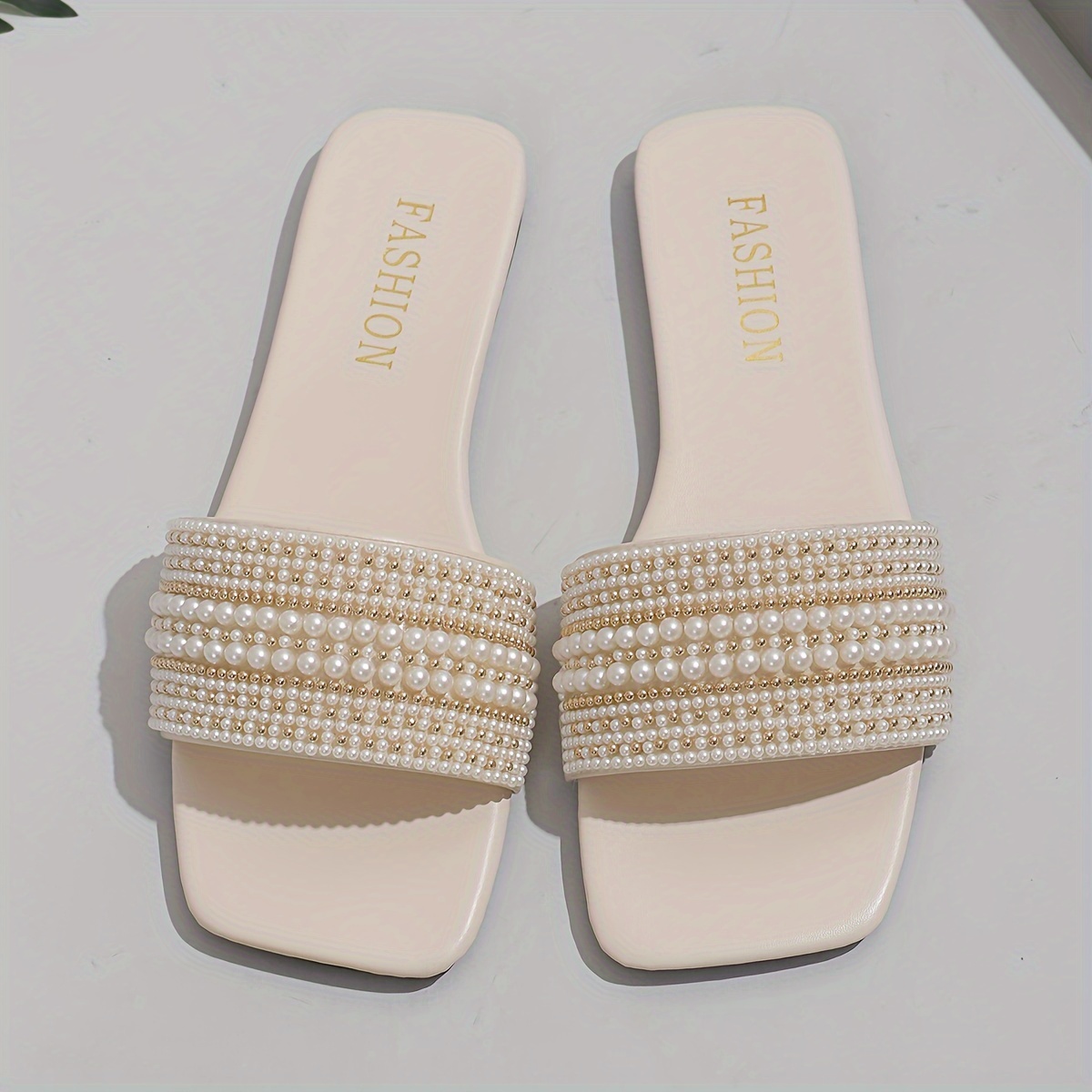 Women's Faux Pearl Decor Flat Slides, Elegant Fashion Square Open Toe Shoes, Casual Summer Beach Slide Sandals
Women's Faux Pearl Decor Flat Slides, Elegant Fashion Square Open Toe Shoes, Casual Summer Beach Slide Sandals