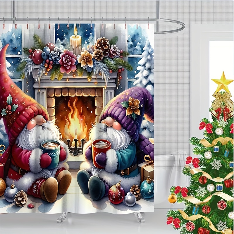 1pc Water-resistant Christmas Print Bathroom With 12 Hooks, Machine Washable, Polyester Knit Fabric, Holiday For All
1pc Water-resistant Christmas Print Bathroom With 12 Hooks, Machine Washable, Polyester Knit Fabric, Holiday For All