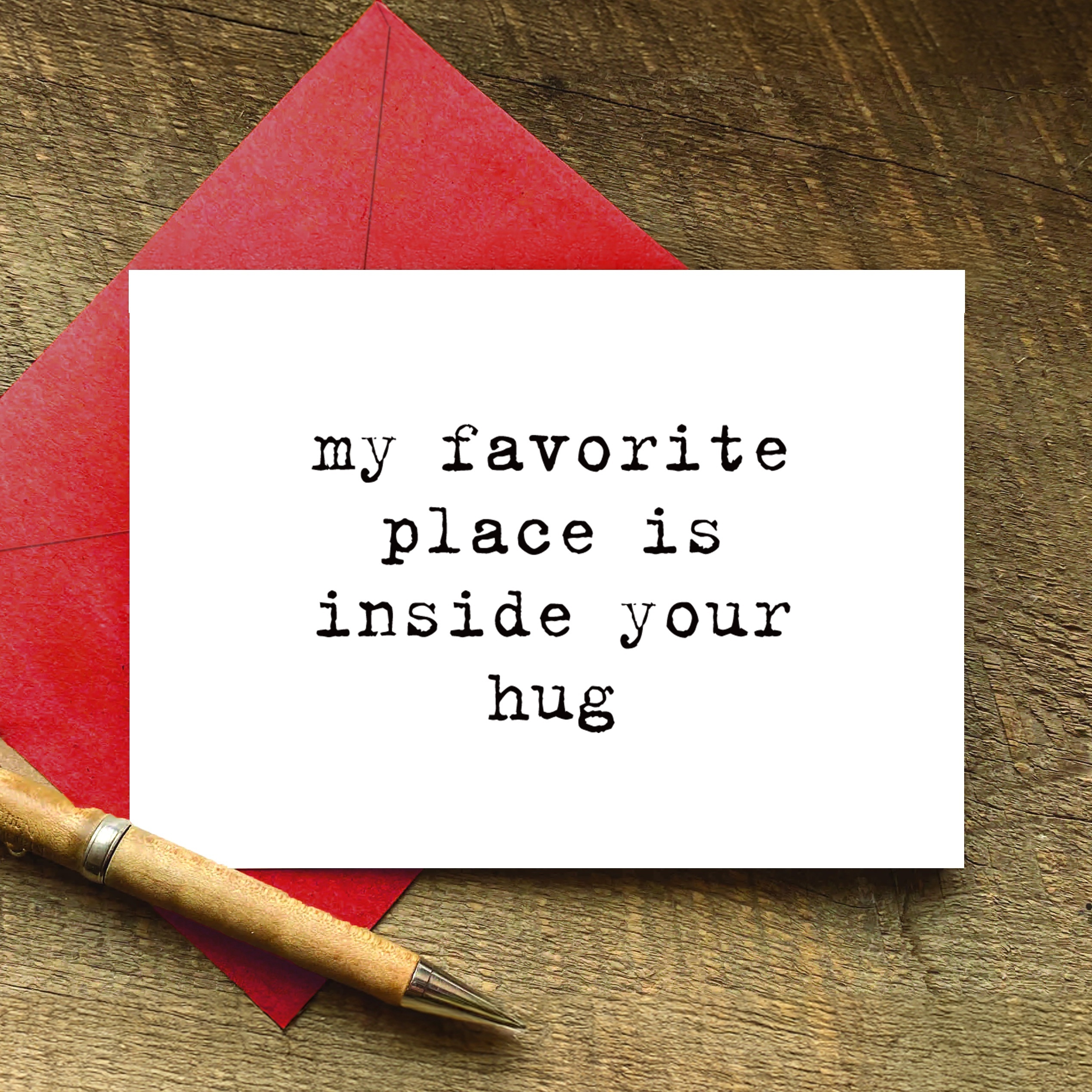 1pc, My Favorite Place Is Inside Your Hug, Valentines Day Card For Her, Anniversary Card For Wife, Miss You Card, For Him, For Husband Including Envelope
1pc, My Favorite Place Is Inside Your Hug, Valentines Day Card For Her, Anniversary Card For Wife, Miss You Card, For Him, For Husband Including Envelope