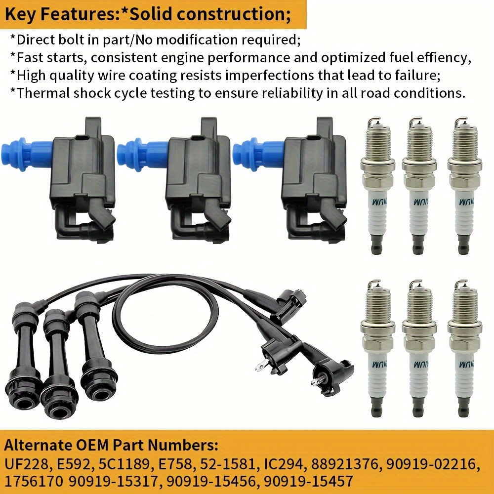 3pcs Ignition Coil, 3pcs Wireset & 6 Spark Plug For Lexus 2001-2005 Gs300 Uf228 Uf229
3pcs Ignition Coil, 3pcs Wireset & 6 Spark Plug For Lexus 2001-2005 Gs300 Uf228 Uf229