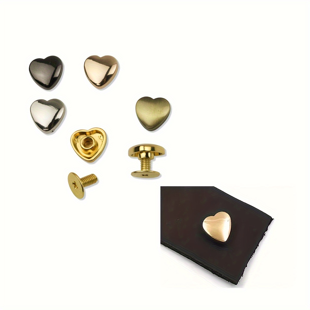 10 Pcs 10mm Metal Heart Shaped Cabinet Knobs - Diy Leather Clothing, Handbag, And Belt Decorative Nails - Aluminum Alloy
10 Pcs 10mm Metal Heart Shaped Cabinet Knobs - Diy Leather Clothing, Handbag, And Belt Decorative Nails - Aluminum Alloy