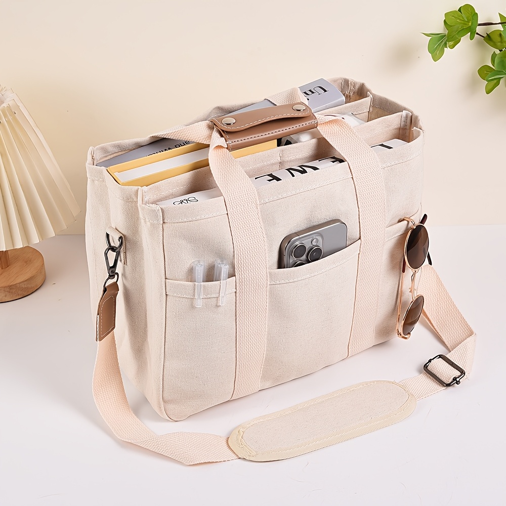 Canvas Tote Bag, Storage, Large Capacity Handbag, With Adjustable Strap, Zipper Closure, Polyester Lining, Accessory, For Hand Washable - In White, Black, Khaki
Canvas Tote Bag, Storage, Large Capacity Handbag, With Adjustable Strap, Zipper Closure, Polyester Lining, Accessory, For Hand Washable - In White, Black, Khaki