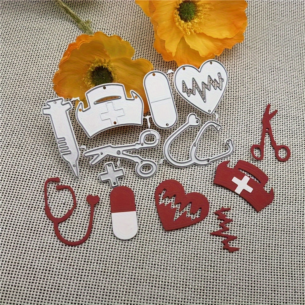 Creative Nurse Hat Syringe Golden Mold Clipboard Stamp Die-cut Embossed Card Making Template Frame
Creative Nurse Hat Syringe Golden Mold Clipboard Stamp Die-cut Embossed Card Making Template Frame