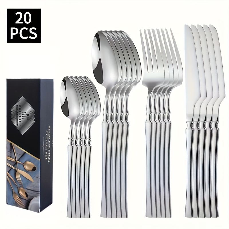 20pcs Stainless Steel Tableware Set, Mirror Polished Dinner Western Tableware Set With Steak Knife, Fork, Spoon, Dessert Spoon, Gift Box Set For Family, Restaurant, Hotel, Party, Wedding
20pcs Stainless Steel Tableware Set, Mirror Polished Dinner Western Tableware Set With Steak Knife, Fork, Spoon, Dessert Spoon, Gift Box Set For Family, Restaurant, Hotel, Party, Wedding