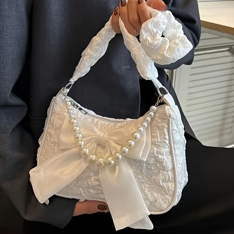 Elegant Pearl & Rhinestone Chain Crossbody Bag - Chic Argyle Jacquard With Bowknot, Parties, Weddings, | Women' Shoulder Purse In , Lightweight, Business Casual, Lipsticks, Baguette Bag
Elegant Pearl & Rhinestone Chain Crossbody Bag - Chic Argyle Jacquard With Bowknot, Parties, Weddings, | Women' Shoulder Purse In , Lightweight, Business Casual, Lipsticks, Baguette Bag