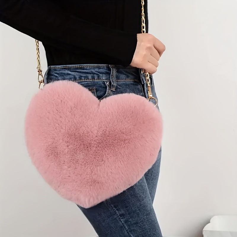 Fashion Heart Shaped Fluffy Crossbody Bag With Chain Strap - Cute Zipper Wallet For Women, Pink/red/black Perfect Valentine's Day Gift
Fashion Heart Shaped Fluffy Crossbody Bag With Chain Strap - Cute Zipper Wallet For Women, Pink/red/black Perfect Valentine's Day Gift