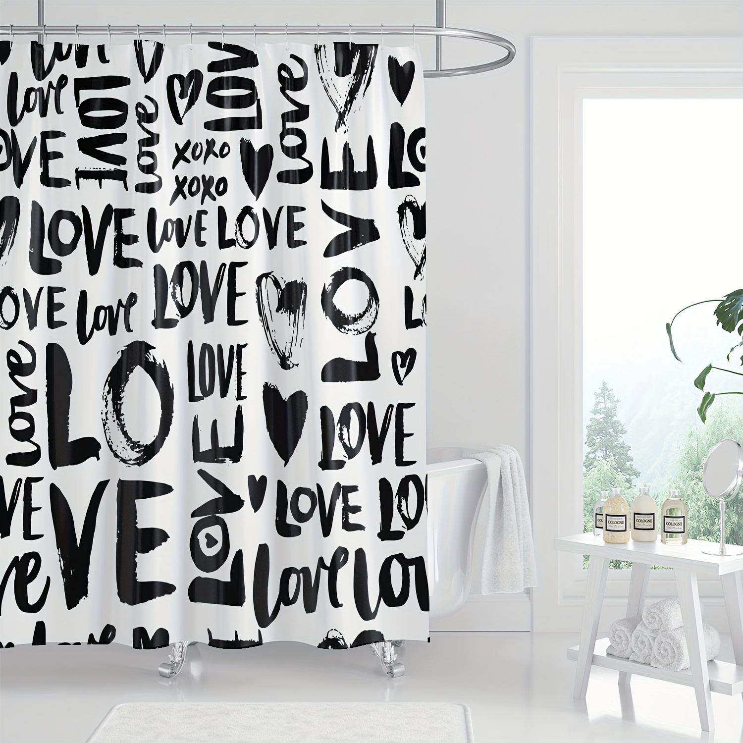 1pc Modern Black And White Graffiti Typography Calligraphy Brush Script English Digital Print Shower Curtain, Waterproof, Machine Washable, Home Bathroom Decor
1pc Modern Black And White Graffiti Typography Calligraphy Brush Script English Digital Print Shower Curtain, Waterproof, Machine Washable, Home Bathroom Decor