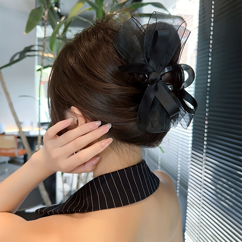 Elegant Black Mesh Bow Hair Claw, Medium Size Fabric Shark Clip For , Vintage Ponytail Holder, Suitable For - 1pc, High Ponytail, Hair Accessories, , Elegant Style, Shape
Elegant Black Mesh Bow Hair Claw, Medium Size Fabric Shark Clip For , Vintage Ponytail Holder, Suitable For - 1pc, High Ponytail, Hair Accessories, , Elegant Style, Shape