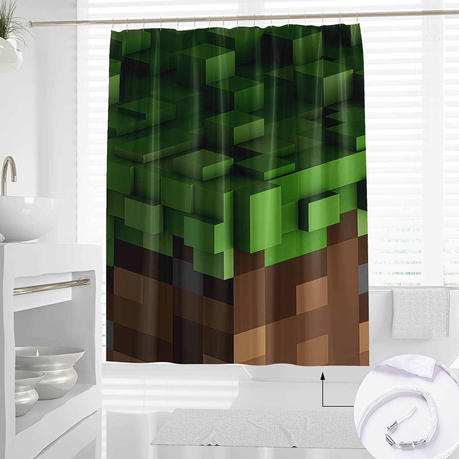 1pc Fun & Cute Cartoon Blocks Shower Curtain - Waterproof, Machine Washable With Hooks Included - Modern Nordic Style Bathroom Decor
1pc Fun & Cute Cartoon Blocks Shower Curtain - Waterproof, Machine Washable With Hooks Included - Modern Nordic Style Bathroom Decor