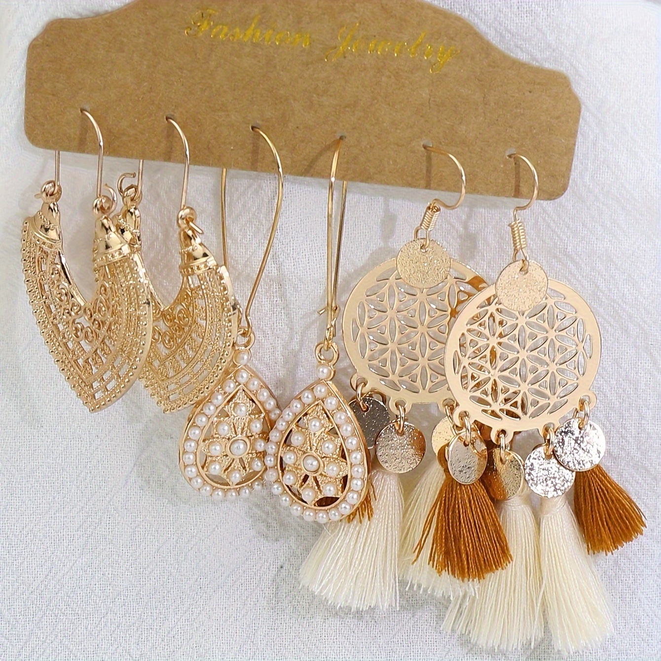 3pcs Fashion Vintage Bohemian Tassel Earrings Set With Vintage Style, Bohemian Style, Zinc Alloy Material For
3pcs Fashion Vintage Bohemian Tassel Earrings Set With Vintage Style, Bohemian Style, Zinc Alloy Material For