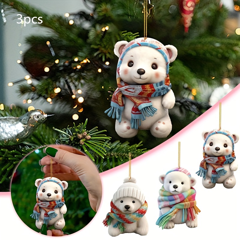 3pcs Set Cute Polar Bear With Scarf Acrylic Ornaments - Perfect For Christmas Tree & Holiday Decorations
3pcs Set Cute Polar Bear With Scarf Acrylic Ornaments - Perfect For Christmas Tree & Holiday Decorations