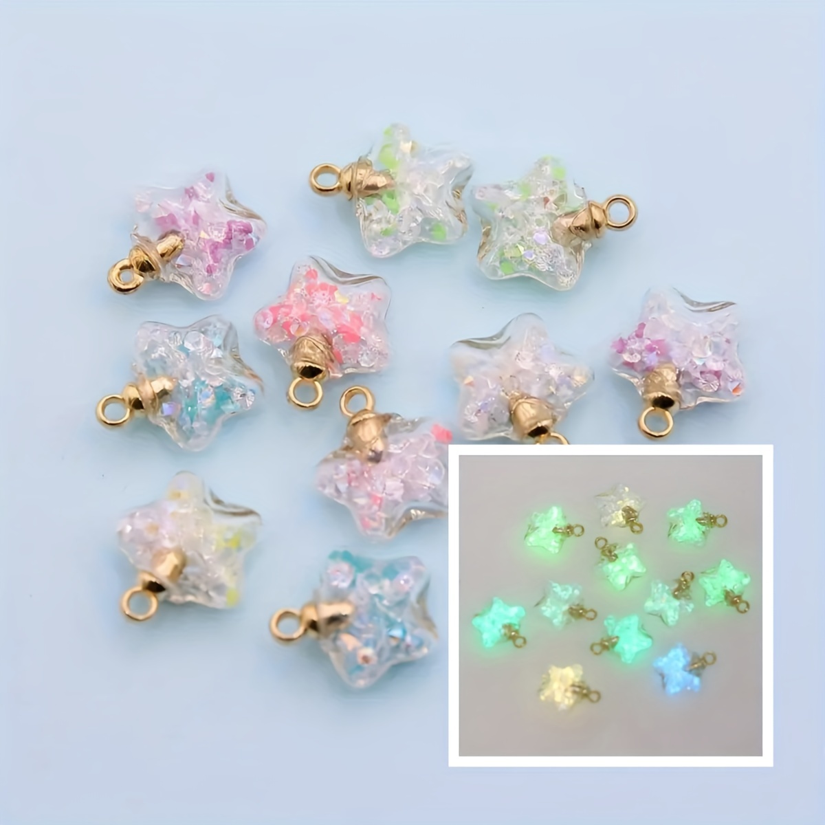 10-pack Mixed Color Creative Glow-in-the-dark Glass Star Pendant Beads For Diy Jewelry Making
10-pack Mixed Color Creative Glow-in-the-dark Glass Star Pendant Beads For Diy Jewelry Making