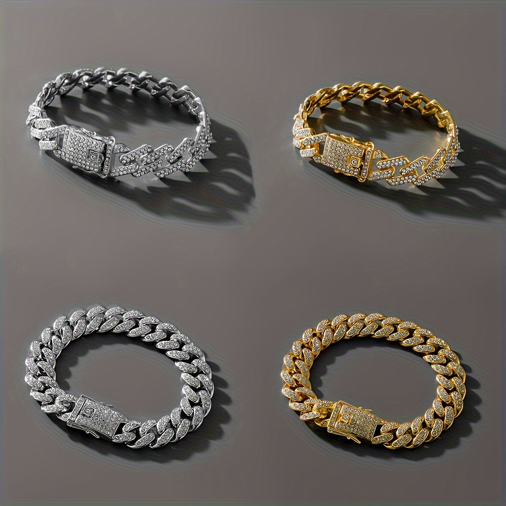 Fashionable Trendy Accessories With Large Water Drill Chains In Hip-hop Style, Cuban Link Bracelet.
Fashionable Trendy Accessories With Large Water Drill Chains In Hip-hop Style, Cuban Link Bracelet.