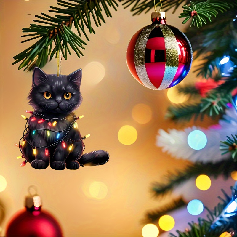 Black Cat With Lights Christmas Tree Ornament - 1pc 2d Acrylic Flat Holiday Pendant - No Electricity Required - Ideal For Home Decor, Backpack, And Car Hanging Accessory
Black Cat With Lights Christmas Tree Ornament - 1pc 2d Acrylic Flat Holiday Pendant - No Electricity Required - Ideal For Home Decor, Backpack, And Car Hanging Accessory