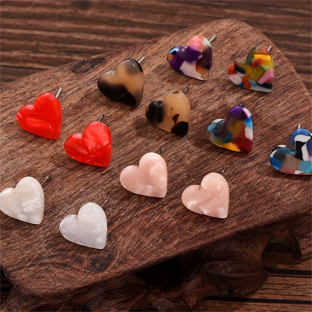 6 Pairs Set Of Delicate Colorful Heart Shaped Stud Earrings Vintage Elegant Style For Women Dating Gift
6 Pairs Set Of Delicate Colorful Heart Shaped Stud Earrings Vintage Elegant Style For Women Dating Gift