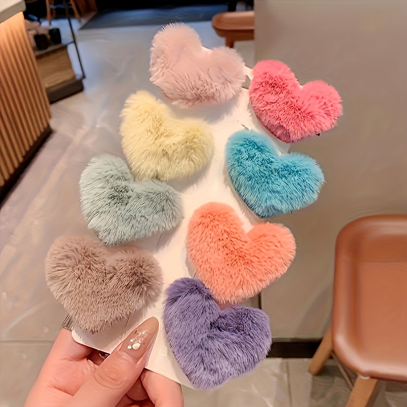 8-pack Sweet Cute Fluffy Heart-shaped Hair Clips Set, Soft Material, For 's Day Gift
8-pack Sweet Cute Fluffy Heart-shaped Hair Clips Set, Soft Material, For 's Day Gift