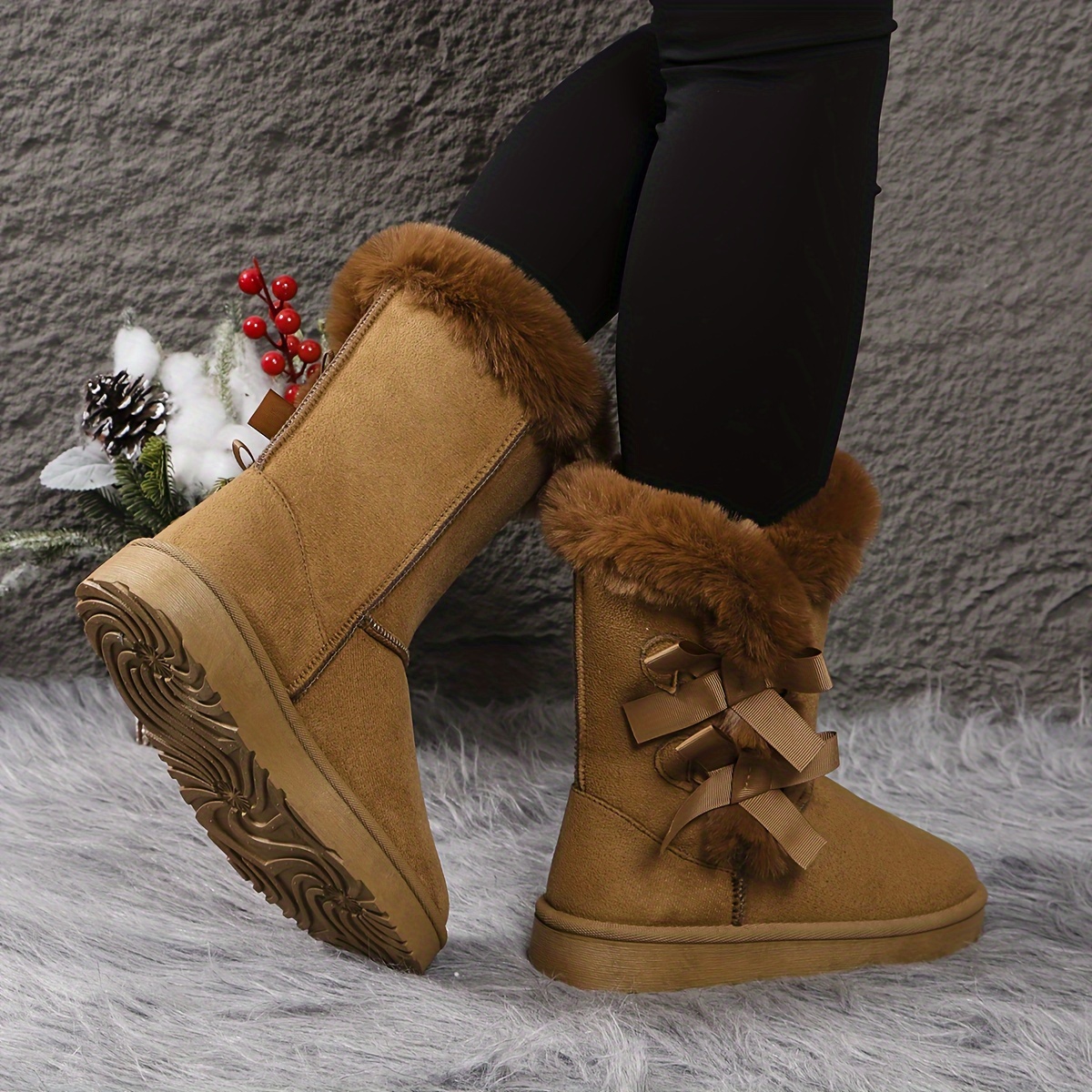 Bottes de neige unies pour femmes, bottes décontractées à nœud décoratif en peluche, bottes d'hiver confortables
Bottes de neige unies pour femmes, bottes décontractées à nœud décoratif en peluche, bottes d'hiver confortables