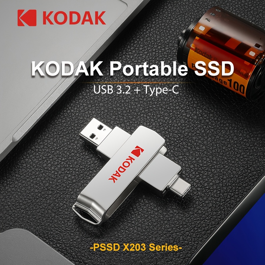 Kodak Portable Ssd Usb 3.2 Flash Drive - Solid State Storage With Type-a & Type-c Connectors, 128gb/256gb/1tb Capacity Options
Kodak Portable Ssd Usb 3.2 Flash Drive - Solid State Storage With Type-a & Type-c Connectors, 128gb/256gb/1tb Capacity Options