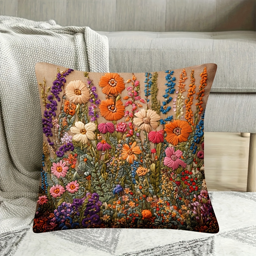 Vibrant Embroidered Pillow Cover - Soft Short Plush, Zip Closure, Machine Washable For Living Room, Bedroom, Office Decor - 18x18 Inches, 1pc, Pillow Cover
Vibrant Embroidered Pillow Cover - Soft Short Plush, Zip Closure, Machine Washable For Living Room, Bedroom, Office Decor - 18x18 Inches, 1pc, Pillow Cover