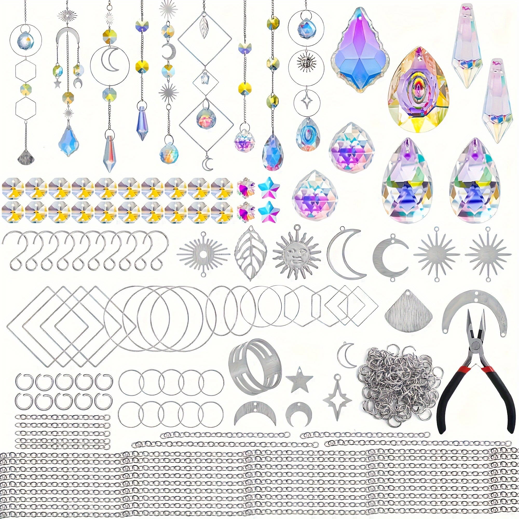 Diy Crystal Kit For Adults - 215pcs Rainbow Prism Beads & Pendants For Window Light - Glass Hanging Decoration, Indoor & Outdoor Wedding Decoration
Diy Crystal Kit For Adults - 215pcs Rainbow Prism Beads & Pendants For Window Light - Glass Hanging Decoration, Indoor & Outdoor Wedding Decoration