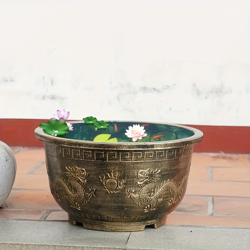 Buy 1 Get 1 Free, Total Of 2 Pcs Dragon-themed 17 Inch Resin Flower Pots - Intricate Design, Fish-friendly, Self-punching Holes, Ideal For Lotus & Growth
Buy 1 Get 1 Free, Total Of 2 Pcs Dragon-themed 17 Inch Resin Flower Pots - Intricate Design, Fish-friendly, Self-punching Holes, Ideal For Lotus & Growth