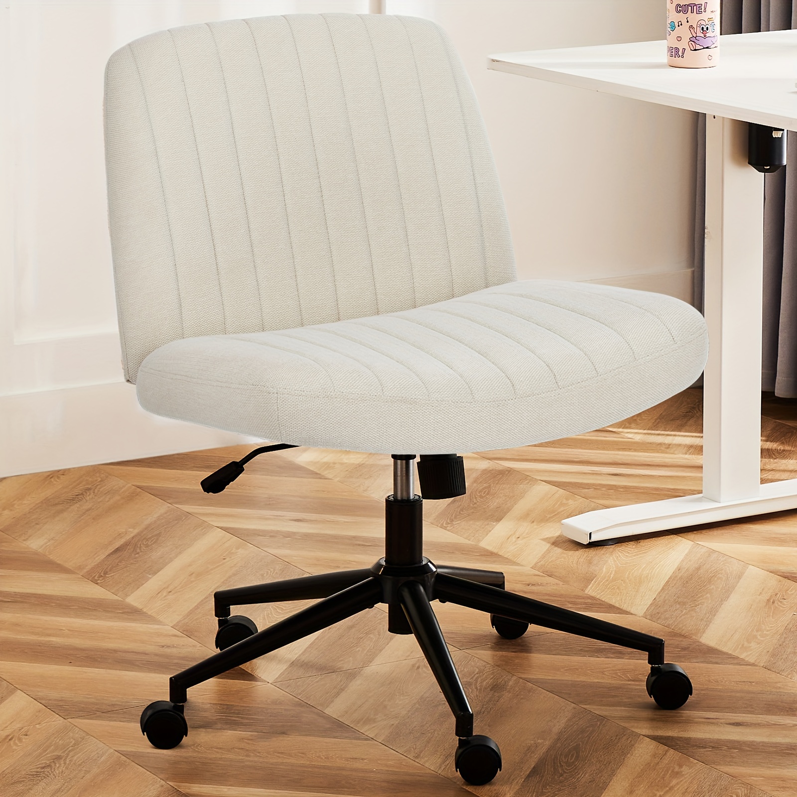 Office Chair Criss Cross Legged Chair, Armless Office Chair With Wheels, Comfy Home Office Desk Chairs, Adjustable Swivel Padded Seat, Fabric Vanity Task Computer Chair For Office, Living Room
Office Chair Criss Cross Legged Chair, Armless Office Chair With Wheels, Comfy Home Office Desk Chairs, Adjustable Swivel Padded Seat, Fabric Vanity Task Computer Chair For Office, Living Room