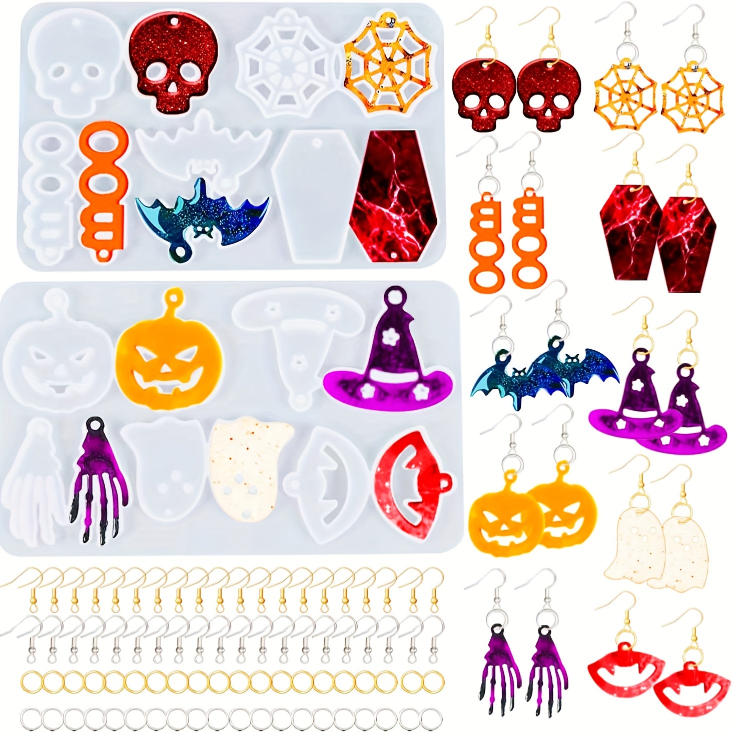 Halloween Earring Making Kit - Jewelry Casting Supplies Set With Silicone Molds And Earring Hooks - Diy Craft Supplies For Festive Accessories
Halloween Earring Making Kit - Jewelry Casting Supplies Set With Silicone Molds And Earring Hooks - Diy Craft Supplies For Festive Accessories